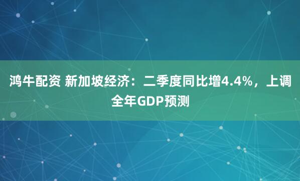 鸿牛配资 新加坡经济：二季度同比增4.4%，上调全年GDP预测