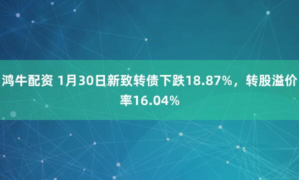 鸿牛配资 1月30日新致转债下跌18.87%，转股溢价率16.04%
